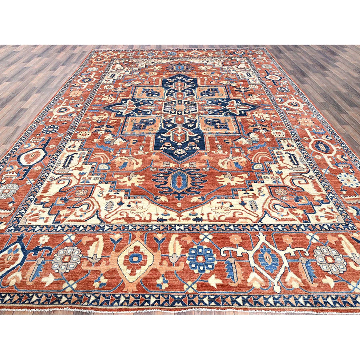 9'9" x 13'10" New Hand Knotted Red Wool Rectangle Oriental Rug - MOA102907