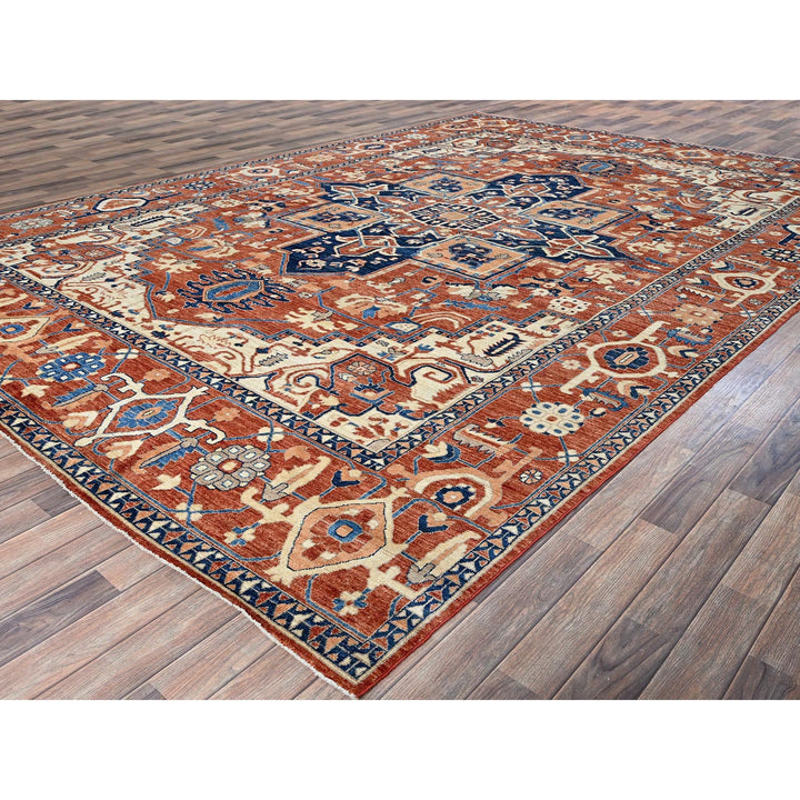 9'9" x 13'10" New Hand Knotted Red Wool Rectangle Oriental Rug - MOA102907