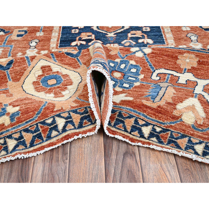 9'9" x 13'10" New Hand Knotted Red Wool Rectangle Oriental Rug - MOA102907