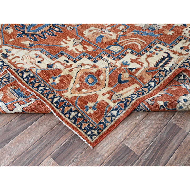 9'9" x 13'10" New Hand Knotted Red Wool Rectangle Oriental Rug - MOA102907