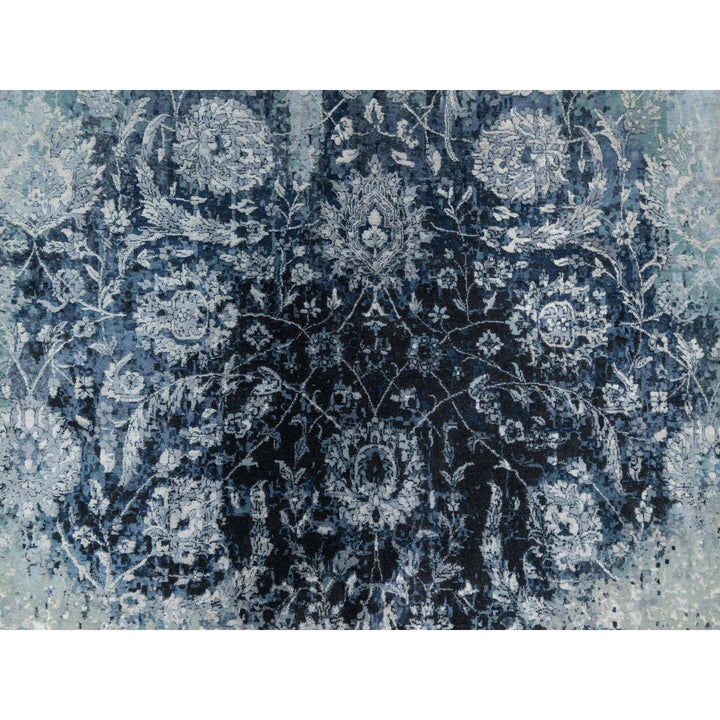 10'1" x 10'4" New Hand Knotted Grey Wool & Silk Square Oriental Rug - MOA10290820