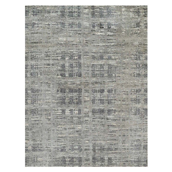 9'1" x 12'1" New Hand Knotted Grey Wool Rectangle Oriental Rug - MOA10290829