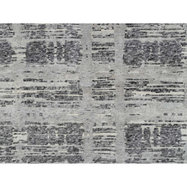 9'1" x 12'1" New Hand Knotted Grey Wool Rectangle Oriental Rug - MOA10290829