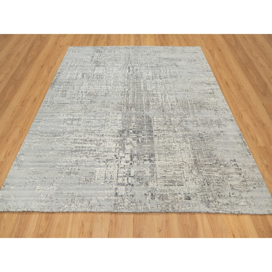 8'1" x 8'0" New Hand Knotted Grey Cotton Square Oriental Rug - MOA10290835