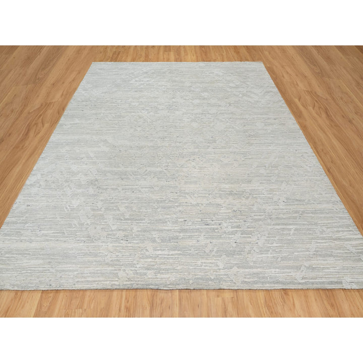 10'0" x 10'0" New Hand Knotted Grey Wool Square Oriental Rug - MOA10290836