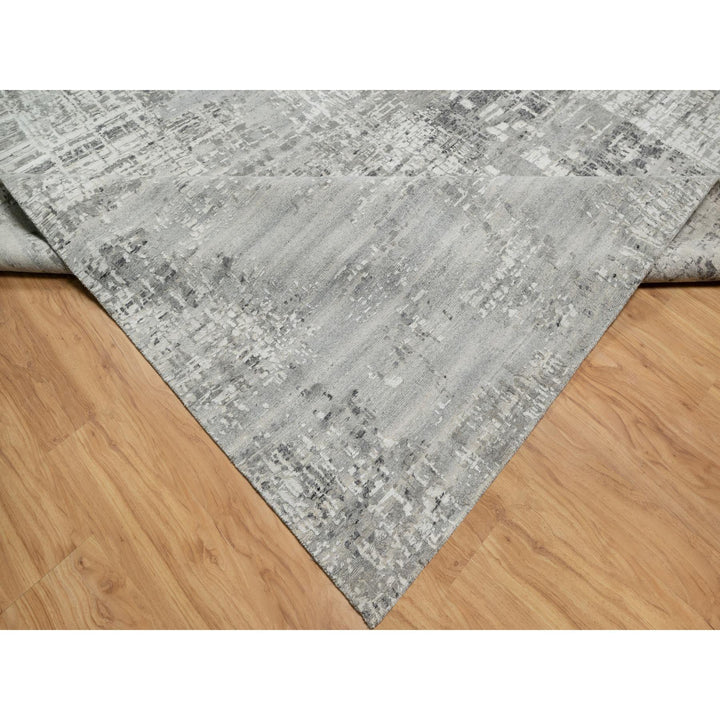 12'0" x 14'9" New Hand Knotted Grey Wool Rectangle Oriental Rug - MOA10290837