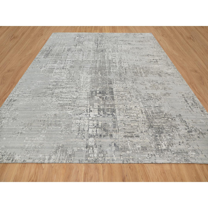 12'0" x 11'10" New Hand Knotted Grey Wool Square Oriental Rug - MOA10290841