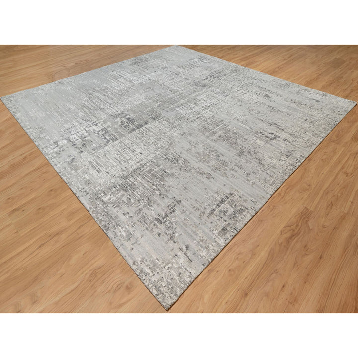 12'0" x 11'10" New Hand Knotted Grey Wool Square Oriental Rug - MOA10290841