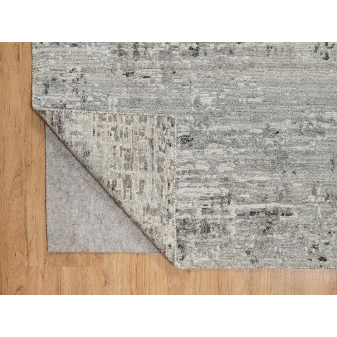 12'0" x 11'10" New Hand Knotted Grey Wool Square Oriental Rug - MOA10290841