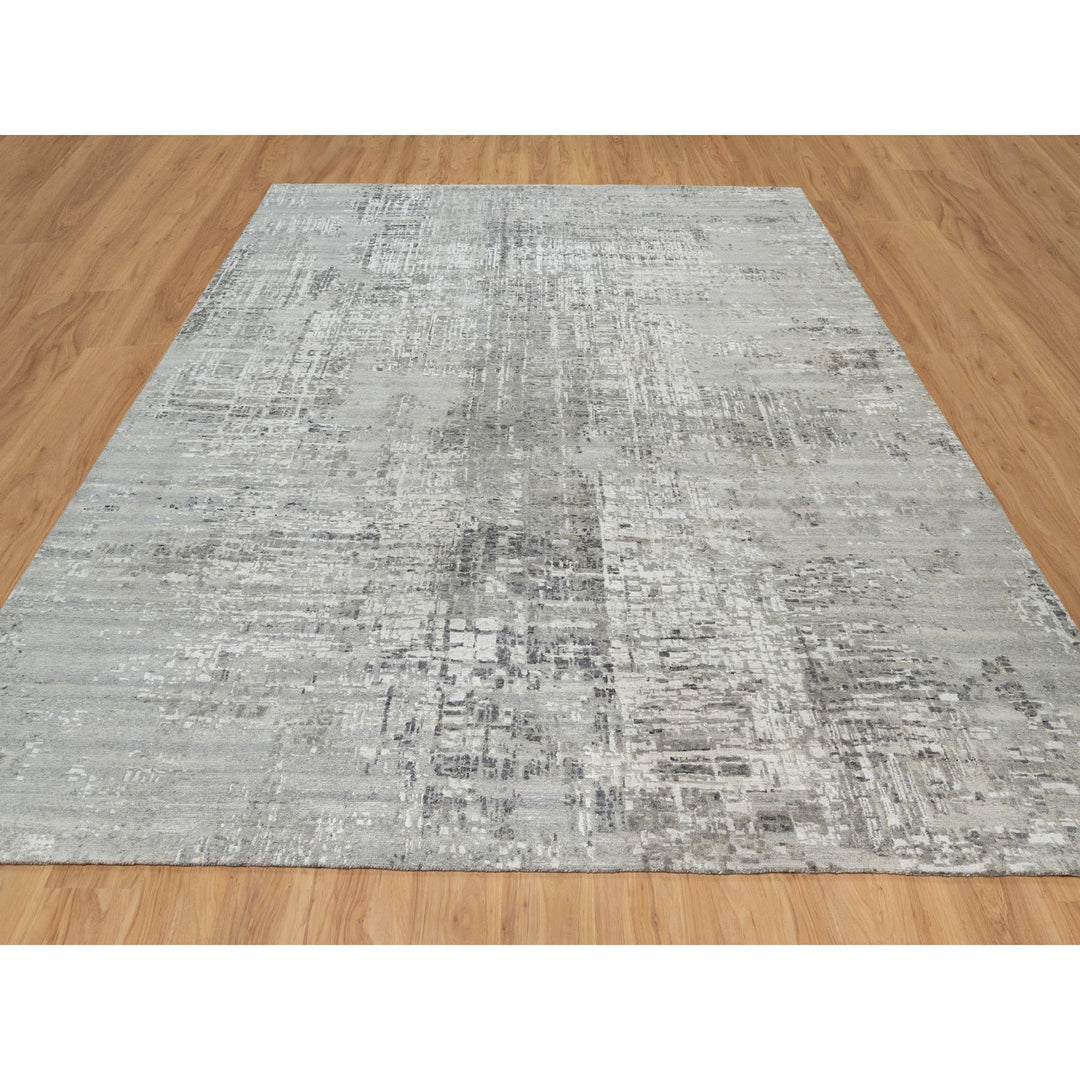 10'0" x 10'2" New Hand Knotted Grey Wool Square Oriental Rug - MOA10290842