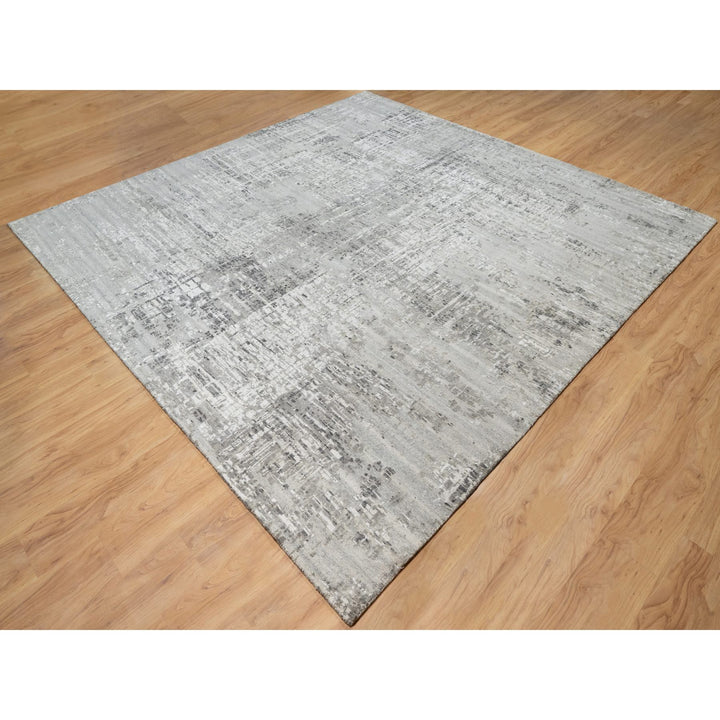 10'0" x 10'2" New Hand Knotted Grey Wool Square Oriental Rug - MOA10290842