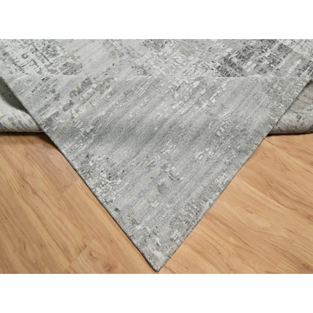 10'0" x 10'2" New Hand Knotted Grey Wool Square Oriental Rug - MOA10290842