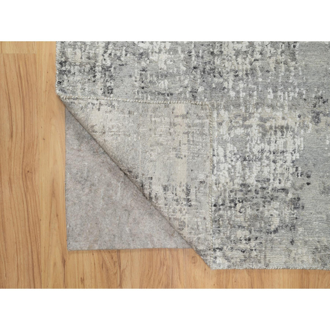 2'7" x 28'0" New Hand Knotted Grey Wool Runner Oriental Rug - MOA10290846