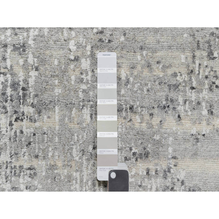 2'7" x 28'0" New Hand Knotted Grey Wool Runner Oriental Rug - MOA10290846