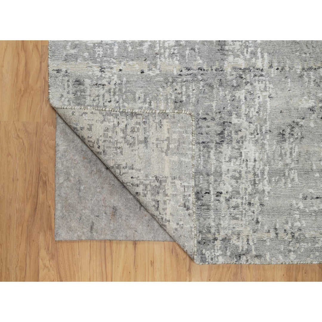 2'6" x 26'0" New Hand Knotted Grey Wool Runner Oriental Rug - MOA10290847