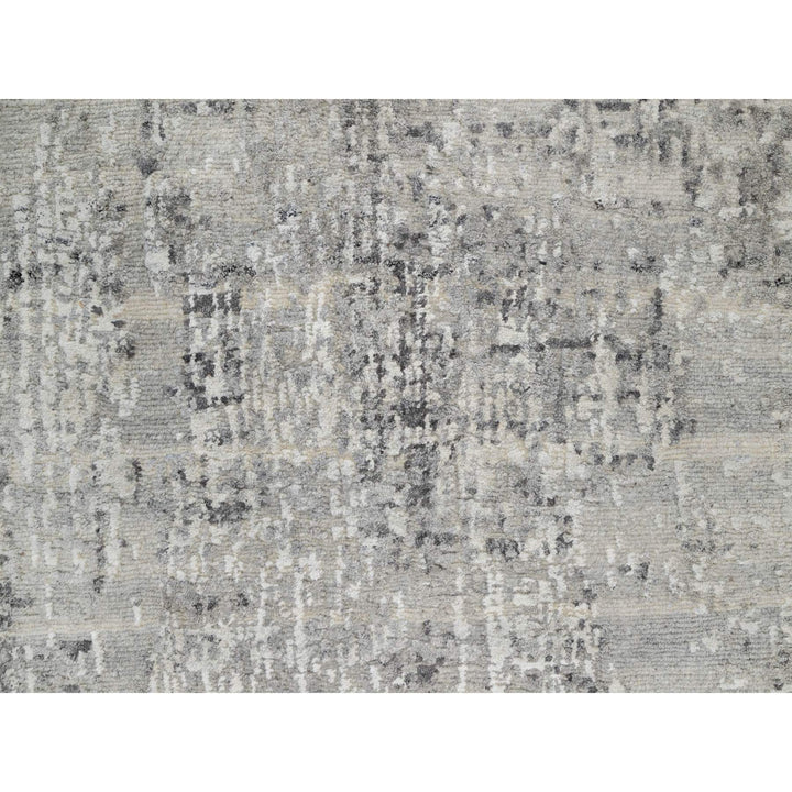 2'6" x 26'0" New Hand Knotted Grey Wool Runner Oriental Rug - MOA10290847