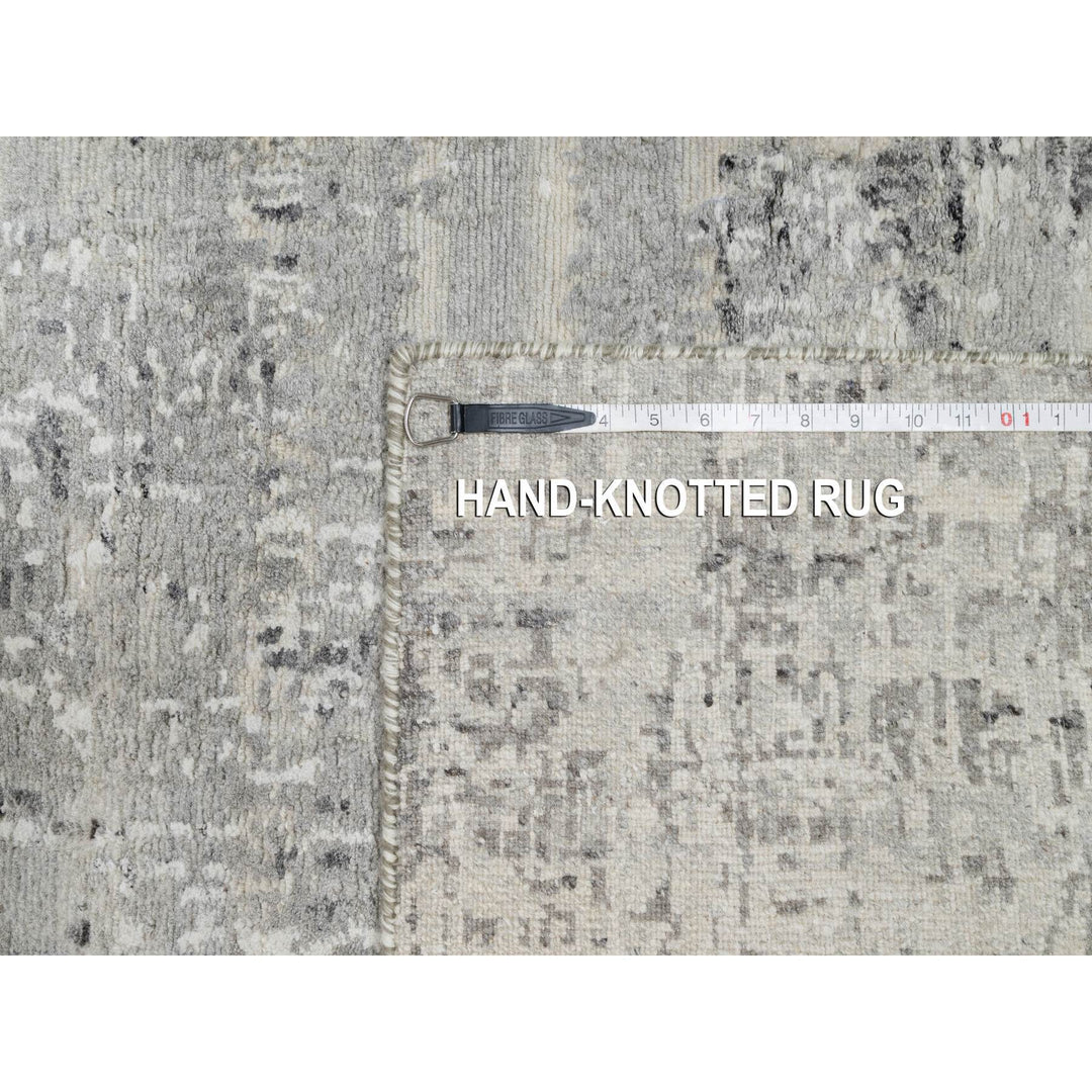 2'6" x 26'0" New Hand Knotted Grey Wool Runner Oriental Rug - MOA10290847