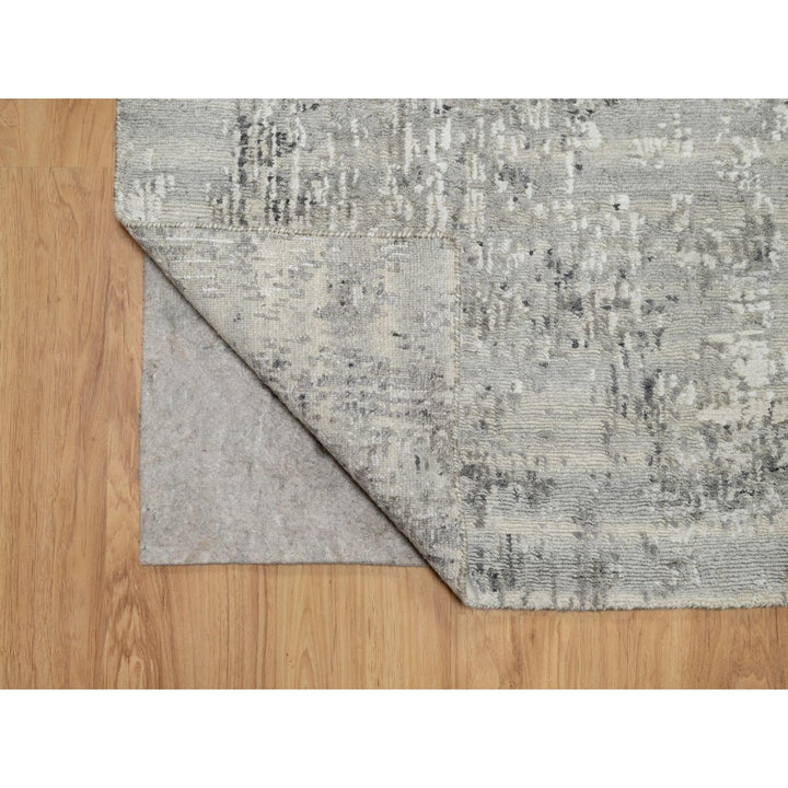 2'6" x 29'9" New Hand Knotted Grey Wool Runner Oriental Rug - MOA10290848