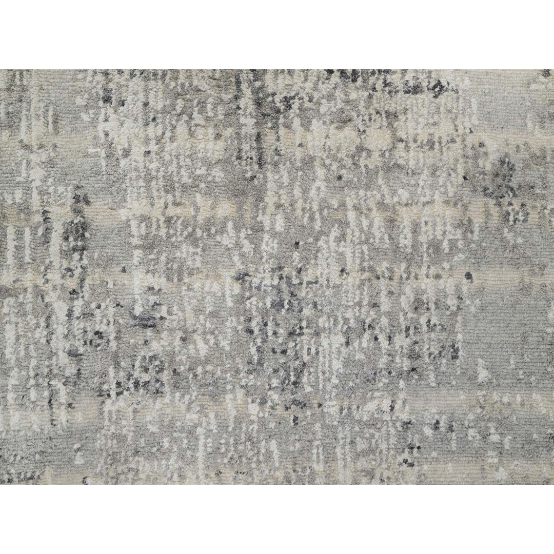 2'6" x 29'9" New Hand Knotted Grey Wool Runner Oriental Rug - MOA10290848