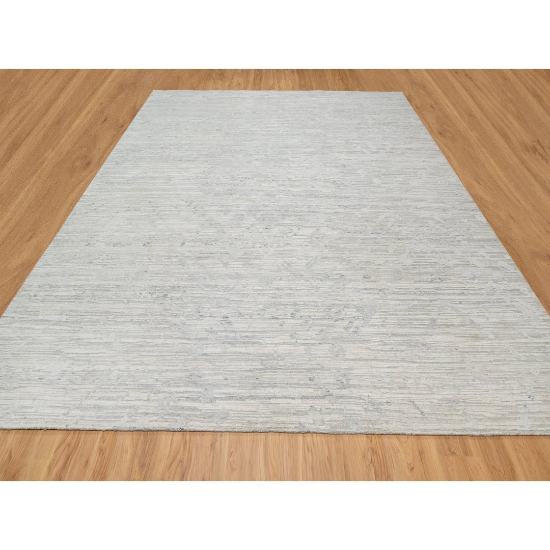 12'0" x 12'1" New Hand Knotted Grey Wool Square Oriental Rug - MOA10290850