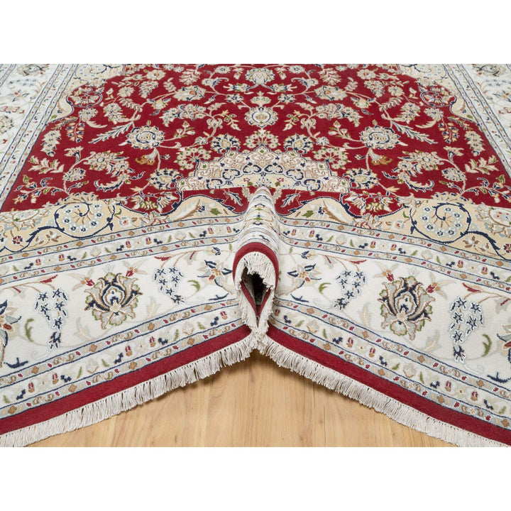 7'10" x 10'3" New Hand Knotted Red Wool & Silk Rectangle Oriental Rug - MOA10290854