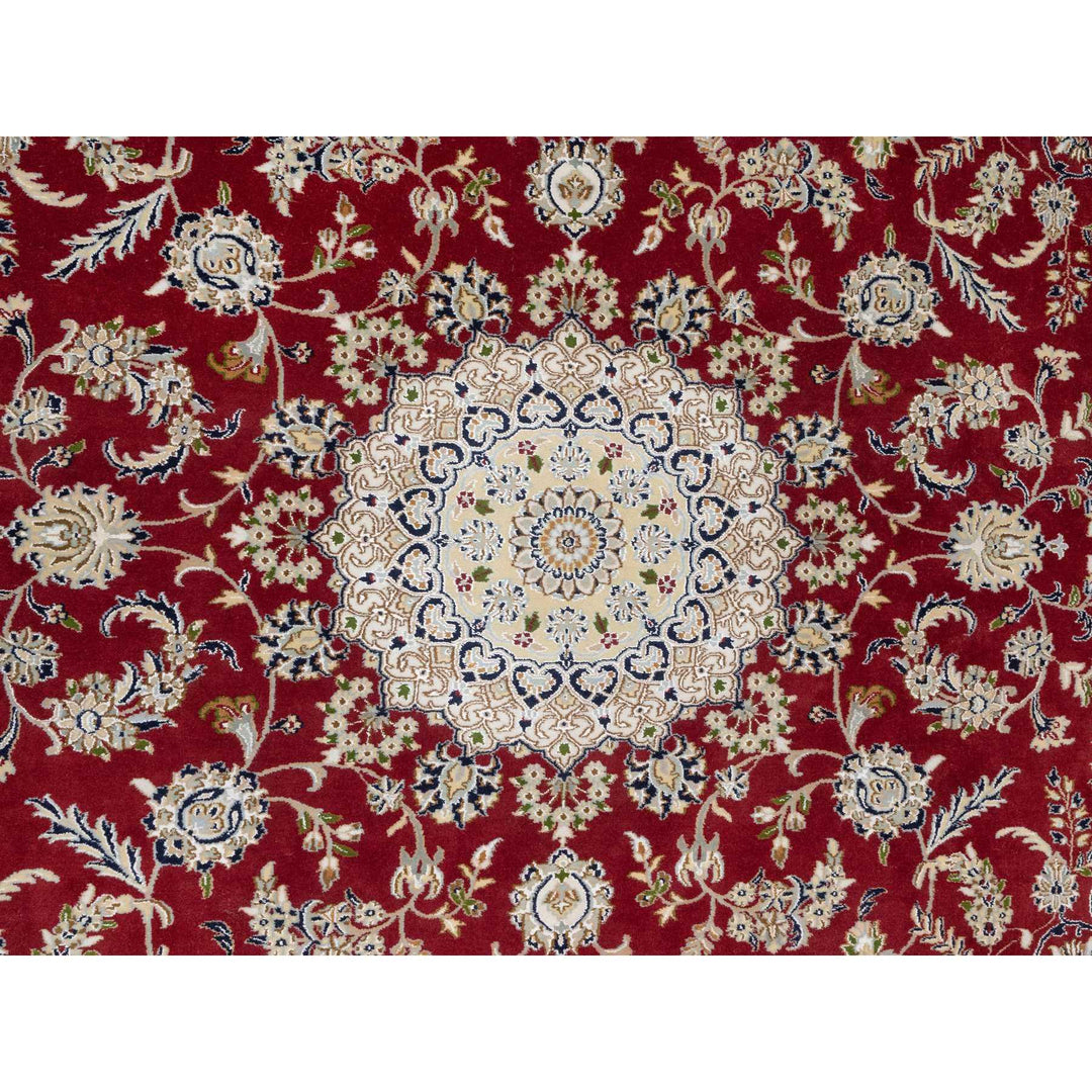 7'10" x 10'3" New Hand Knotted Red Wool & Silk Rectangle Oriental Rug - MOA10290854