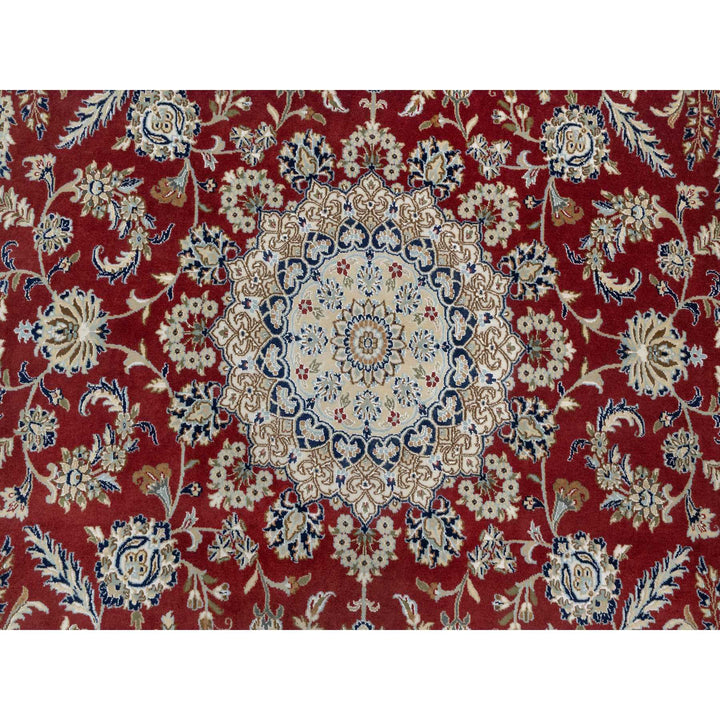 8'9" x 12'0" New Hand Knotted Red Wool & Silk Rectangle Oriental Rug - MOA10290869