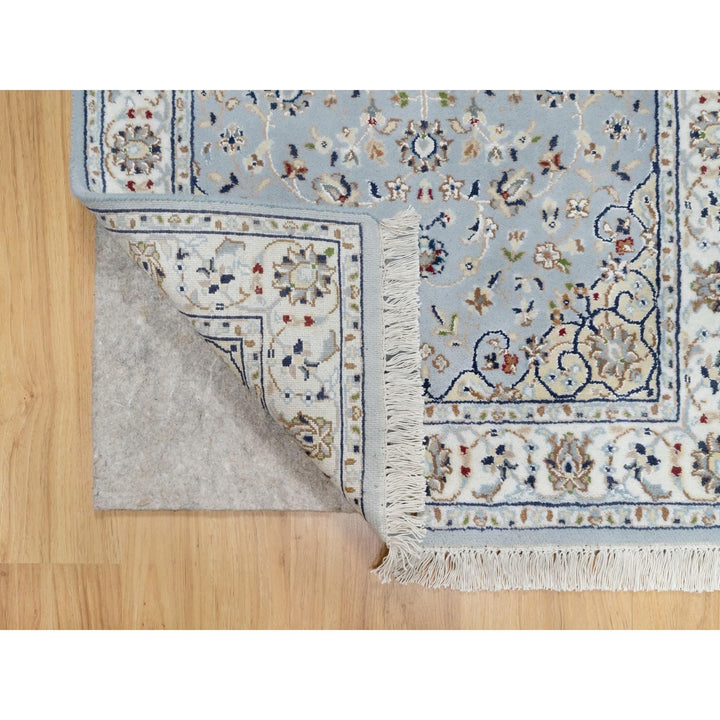 2'8" x 8'3" New Hand Knotted Blue Wool & Silk Runner Oriental Rug - MOA10290879