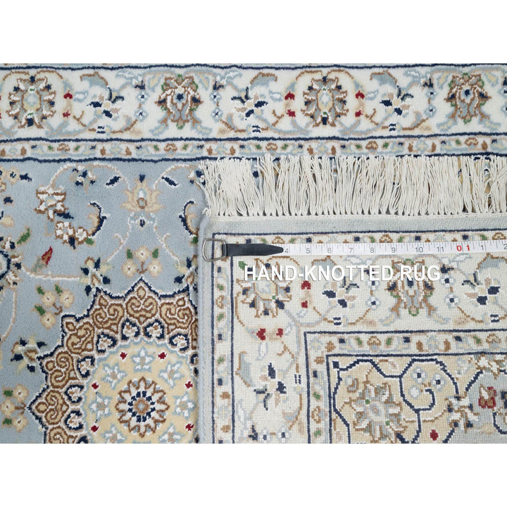 2'8" x 6'6" New Hand Knotted Blue Wool & Silk Runner Oriental Rug - MOA10290891