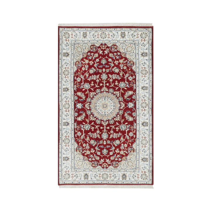 3'0" x 5'3" New Hand Knotted Red Wool & Silk Rectangle Oriental Rug - MOA10290894