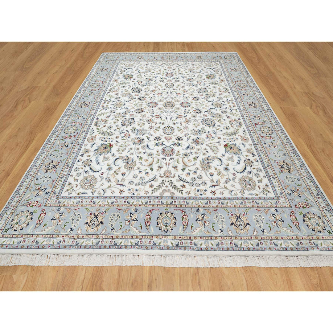 8'7" x 12'0" New Hand Knotted Ivory Cotton Rectangle Oriental Rug - MOA10290898