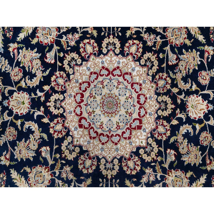 9'8" x 14'1" New Hand Knotted Blue Wool & Silk Rectangle Oriental Rug - MOA10290899