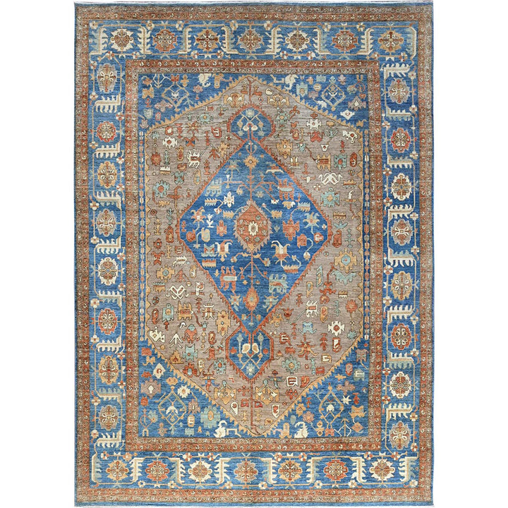 9'10" x 13'8" New Hand Knotted Brown Wool Rectangle Oriental Rug - MOA102908