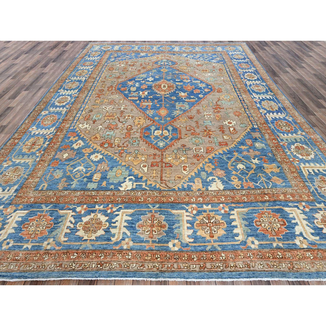 9'10" x 13'8" New Hand Knotted Brown Wool Rectangle Oriental Rug - MOA102908