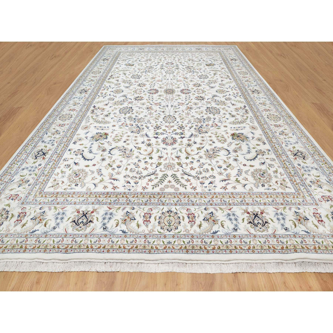 12'0" x 17'10" New Hand Knotted Ivory Cotton Rectangle Oriental Rug - MOA10290902