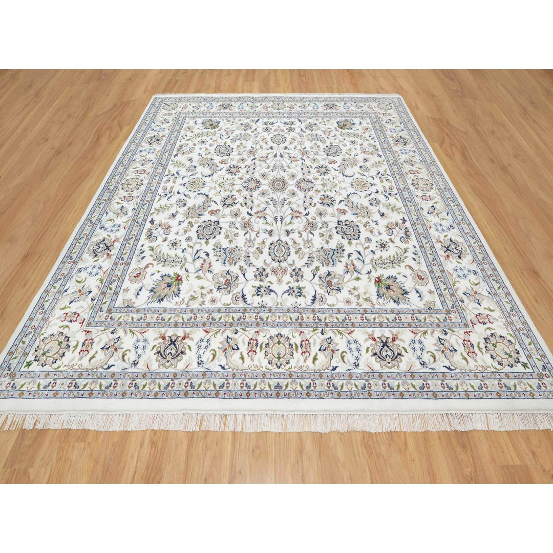 9'8" x 10'0" New Hand Knotted Ivory Cotton Square Oriental Rug - MOA10290906