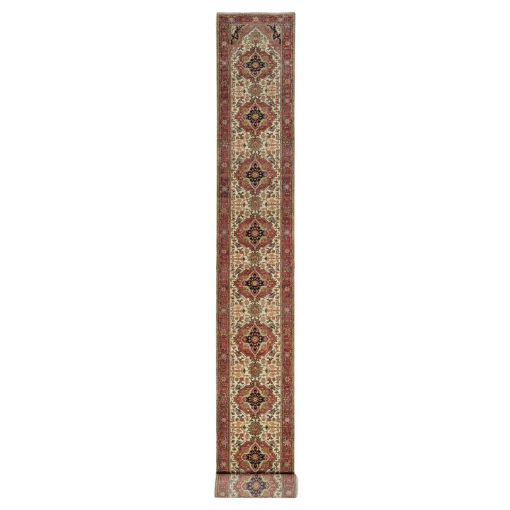 2'8" x 28'1" New Hand Knotted Ivory Cotton Runner Oriental Rug - MOA10290927