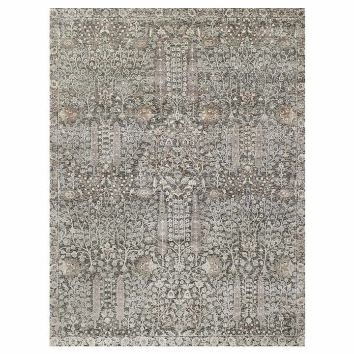 9'0" x 11'11" New Hand Knotted Grey Cotton Rectangle Oriental Rug - MOA10290940