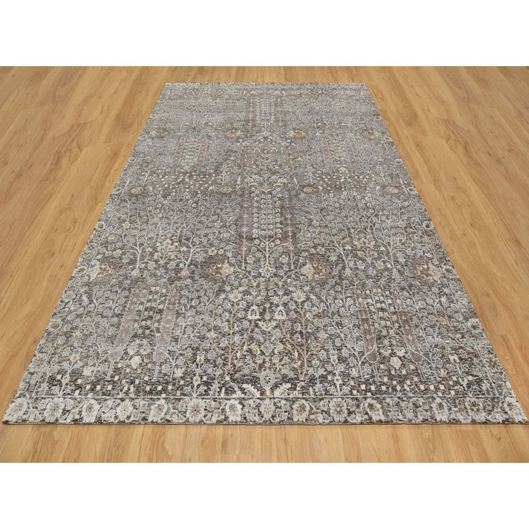 9'0" x 11'11" New Hand Knotted Grey Cotton Rectangle Oriental Rug - MOA10290940