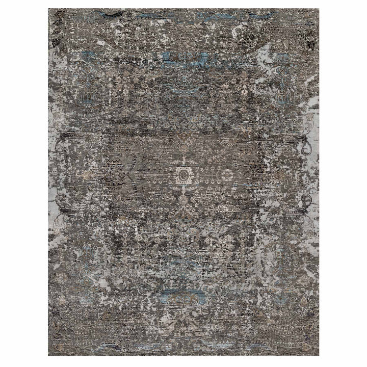 7'11" x 9'10" New Hand Knotted Grey Cotton Rectangle Oriental Rug - MOA10290955