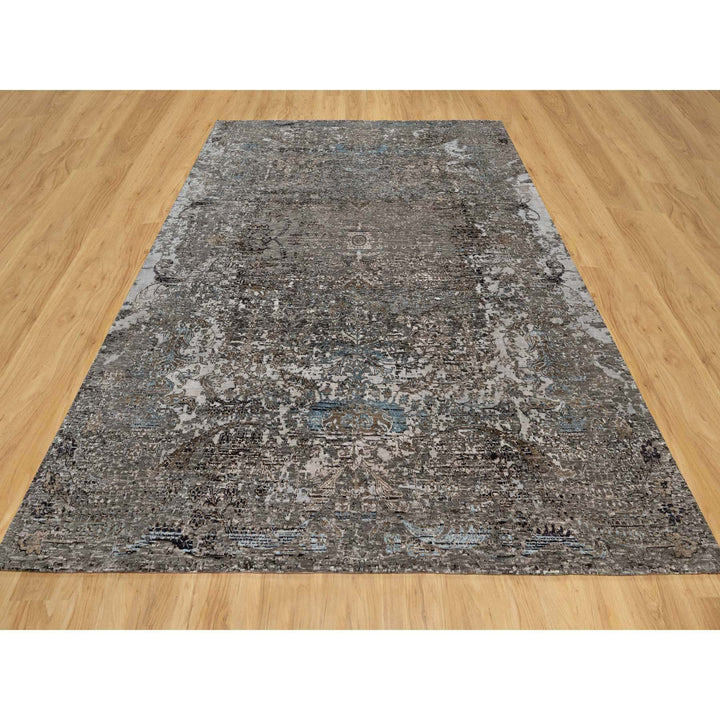 7'11" x 9'10" New Hand Knotted Grey Cotton Rectangle Oriental Rug - MOA10290955