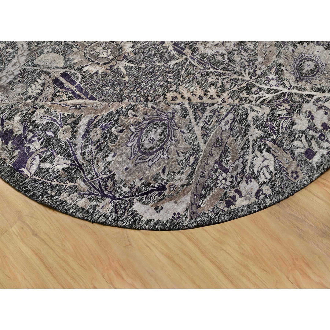 7'10" x 7'10" New Hand Knotted Brown Cotton Round Oriental Rug - MOA10290973