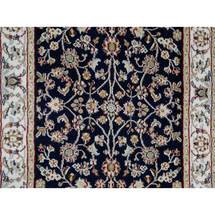 2'8" x 18'0" New Hand Knotted Blue Wool & Silk Runner Oriental Rug - MOA10290976