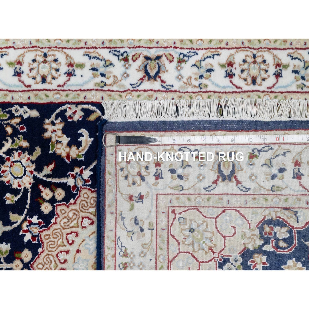 2'7" x 14'8" New Hand Knotted Blue Wool & Silk Runner Oriental Rug - MOA10290978