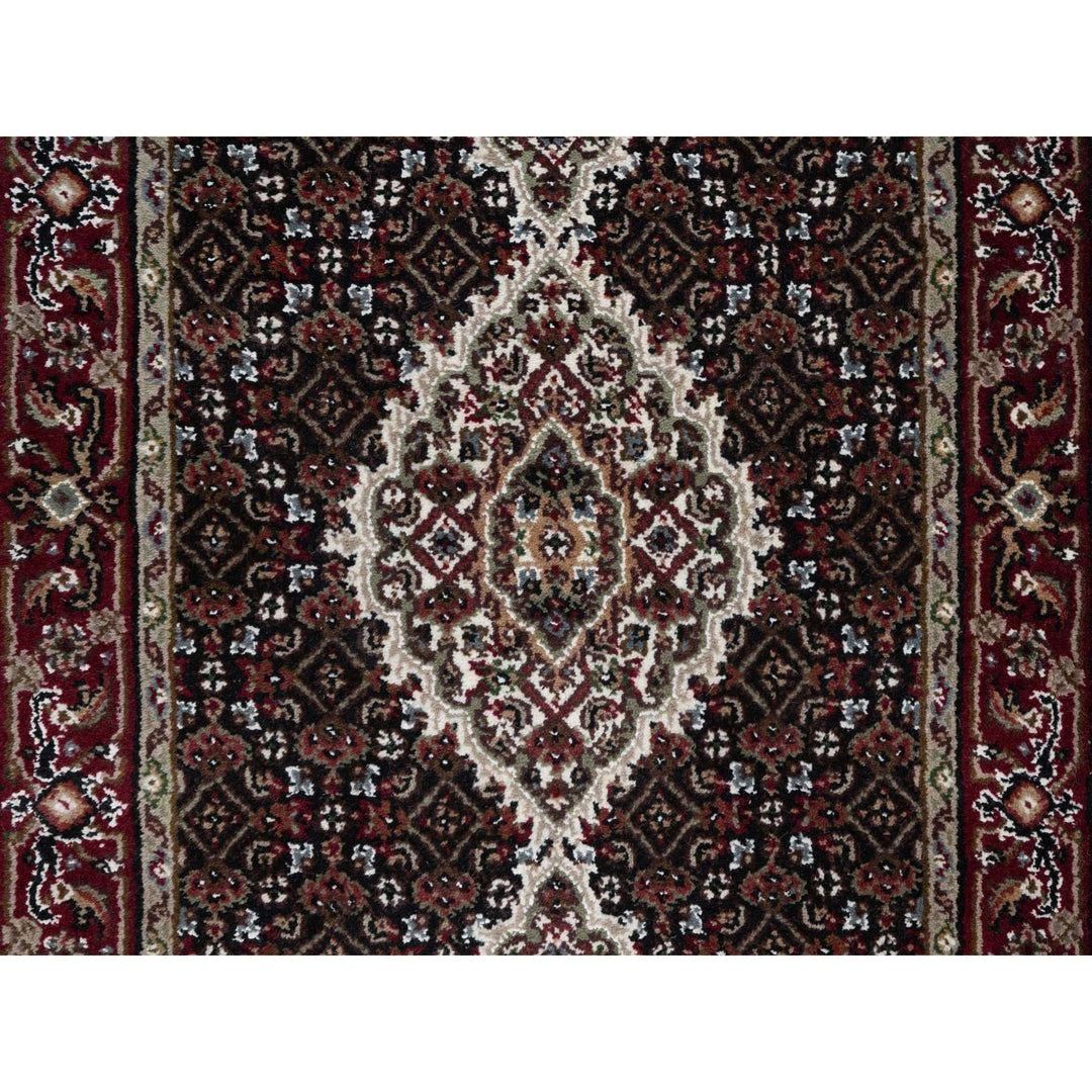 2'7" x 24'1" New Hand Knotted Black Wool Runner Oriental Rug - MOA10290981