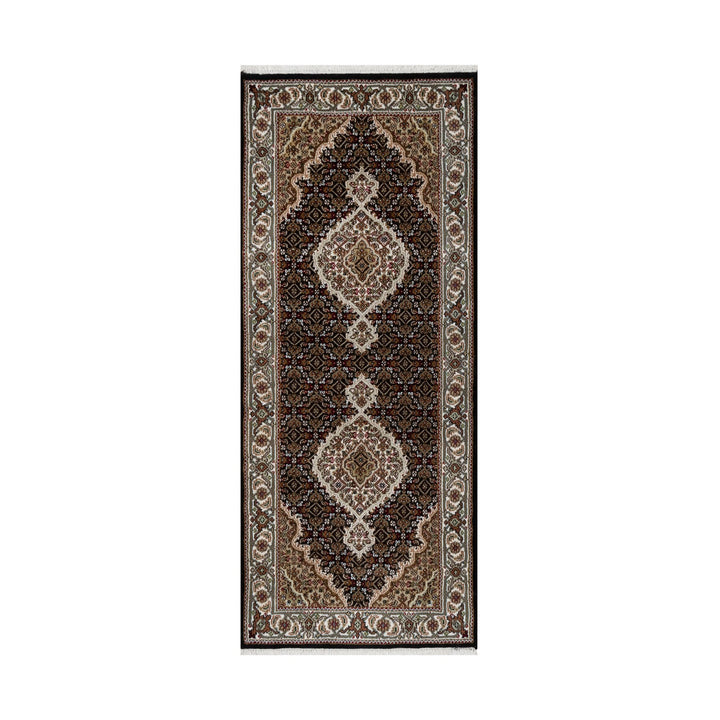 2'7" x 6'3" New Hand Knotted Black Wool Runner Oriental Rug - MOA10290985