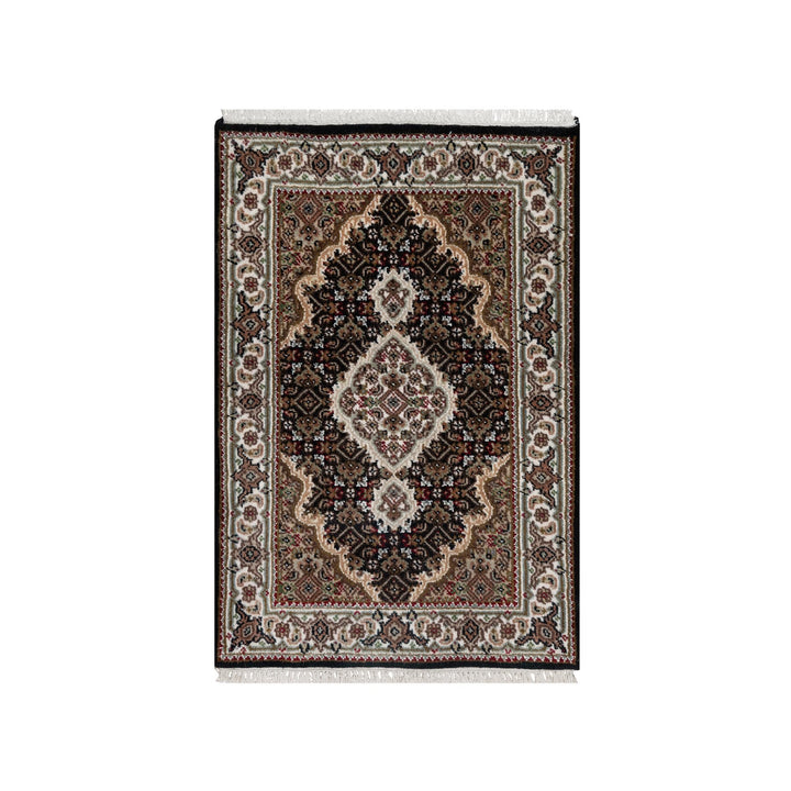 2'1" x 3'1" New Hand Knotted Black Wool Rectangle Oriental Rug - MOA10290998