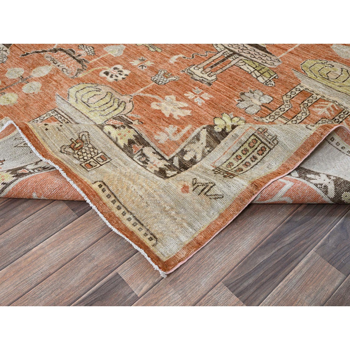 8'10" x 11'10" New Hand Knotted Orange Wool Rectangle Oriental Rug - MOA102909