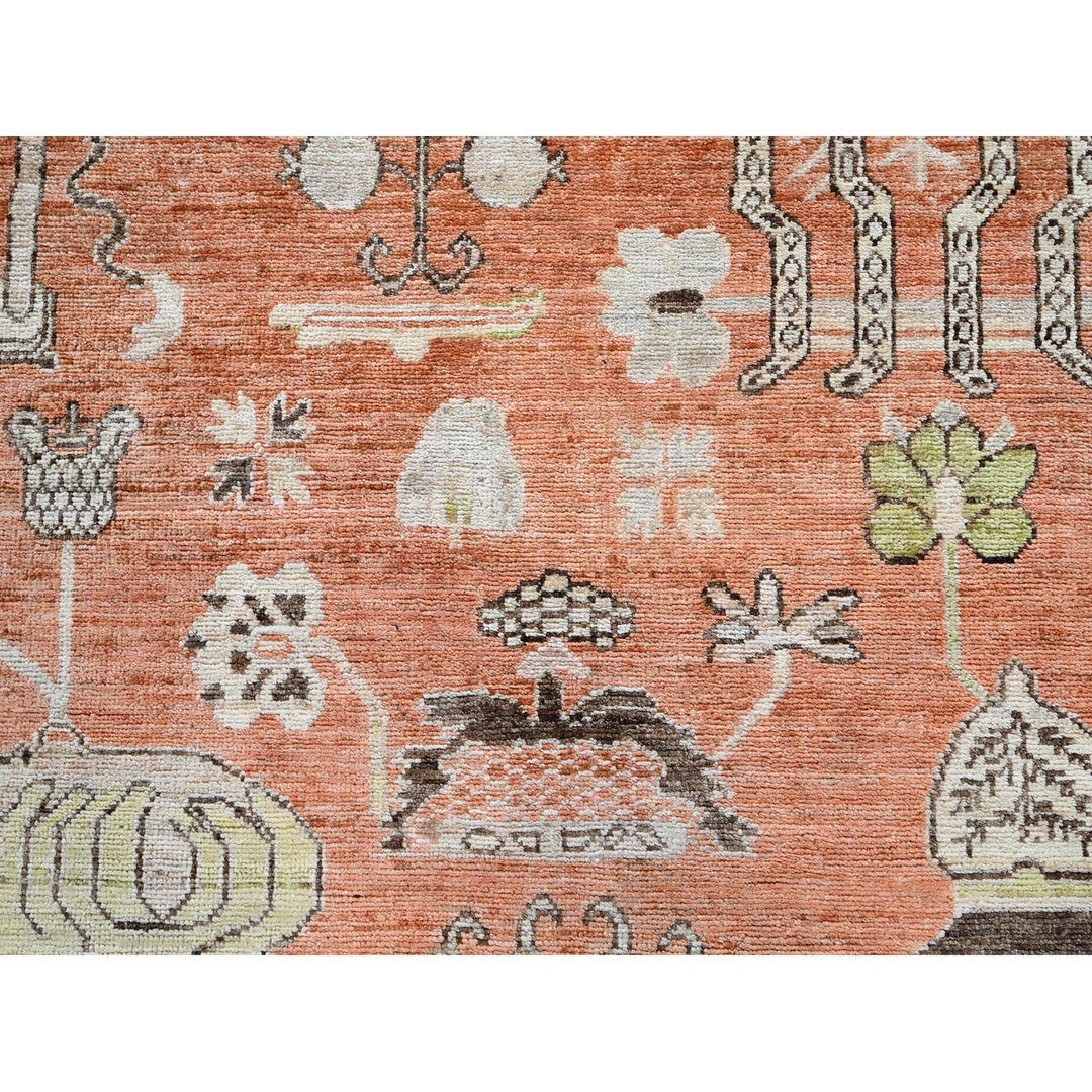 8'10" x 11'10" New Hand Knotted Orange Wool Rectangle Oriental Rug - MOA102909