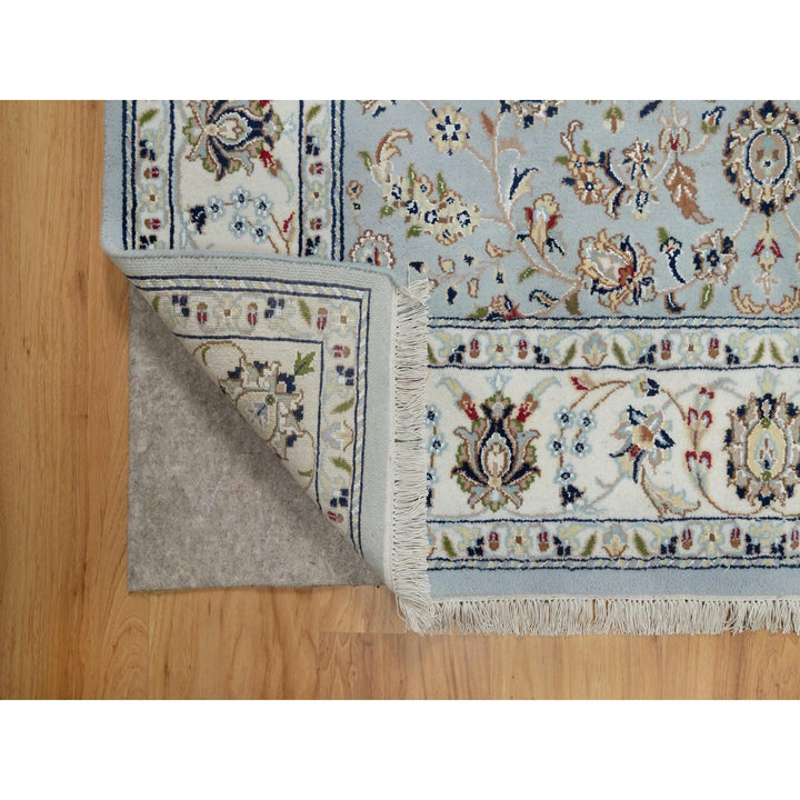 4'11" x 5'2" New Hand Knotted Blue Wool & Silk Square Oriental Rug - MOA10291007